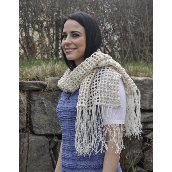 Patron au crochet - Chle au crochet (motif  carreaux avec franges)