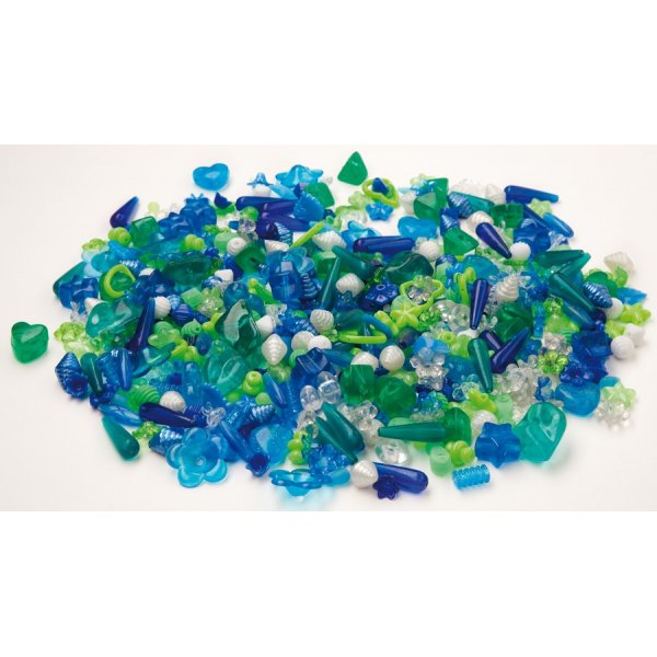Perles en plastique bleues et vertes