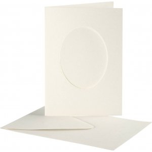 Carte passe-partout avec enveloppe - blanc cassé - ovale - 10 sets Carte passe-partout avec enveloppe - blanc cassé - ovale - 10 sets