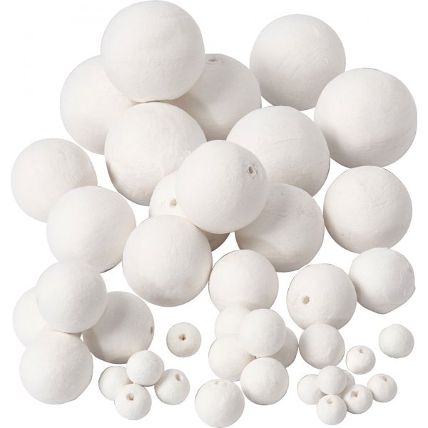 Boules de flirt - blanches - diffrentes tailles - 42 pcs