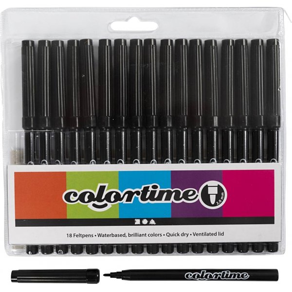 Crayons Colortime - noirs - 2 mm - 18 pcs Crayons Colortime - noirs - 2 mm - 18 pcs