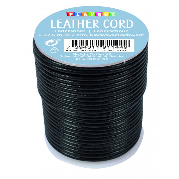 Cordon en cuir 22,5 m noir Cordon en cuir 22,5 m noir