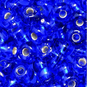 Perles rocaille ø 5,5 mm - bleues 17 g doublées argent Perles rocaille ø 5,5 mm - bleues 17 g doublées argent