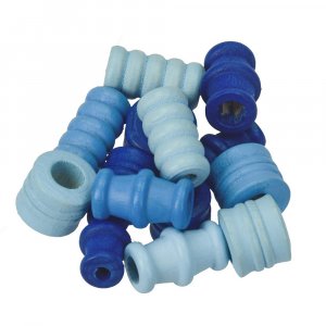 Perles en bois - mélange bleu 28 pcs. mélange de couleurs et de formes Perles en bois - mélange bleu 28 pcs. mélange de couleurs et de formes