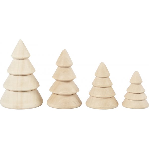 Sapins de Nol en bois - 4 pcs