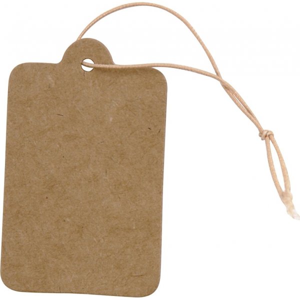 Etiquettes en carton fort - 25 x 40 mm - marron clair - 100 pcs