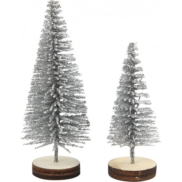 Mini arbres - argent - 5 pcs
