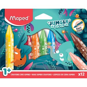 Set de crayons - Maped - 12 crayons de cire Jumbo Jungle Fever Set de crayons - Maped - 12 crayons de cire Jumbo Jungle Fever