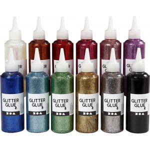 Colle pailletée - couleurs mélangées - 12 x 118 ml Colle pailletée - couleurs mélangées - 12 x 118 ml