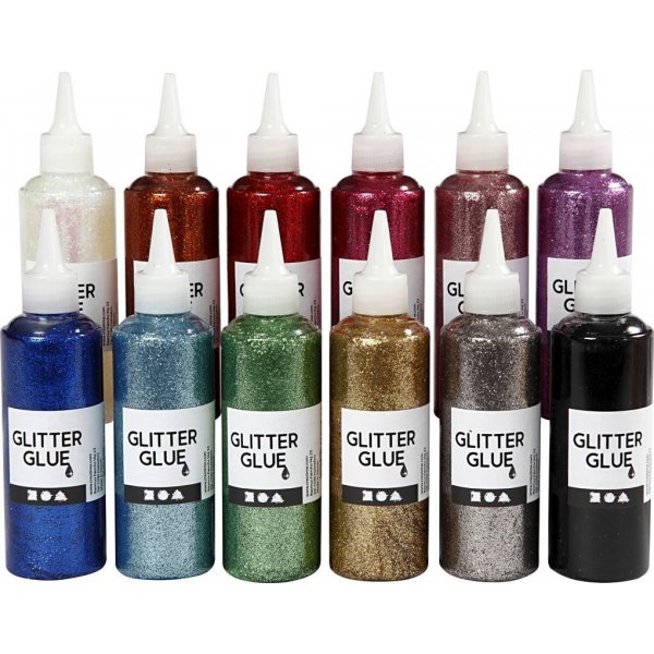 Colle paillete - couleurs mlanges - 12 x 118 ml