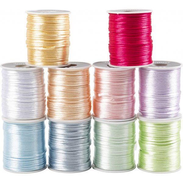 Cordon satin - couleurs pastel - 10 x 50 m Cordon satin - couleurs pastel - 10 x 50 m