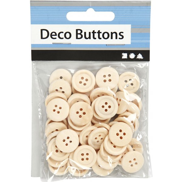 Boutons en bois Ø15 mm - 50 pcs Boutons en bois Ø15 mm - 50 pcs