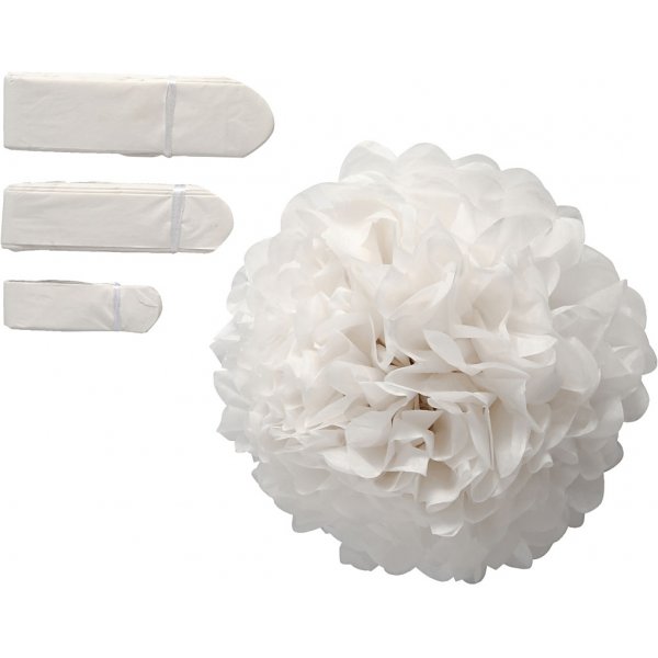 Pompons en papier - blanc - 3 pcs Pompons en papier - blanc - 3 pcs