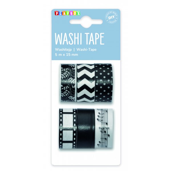 Washitape, paquet de 6, noir Washitape, paquet de 6, noir