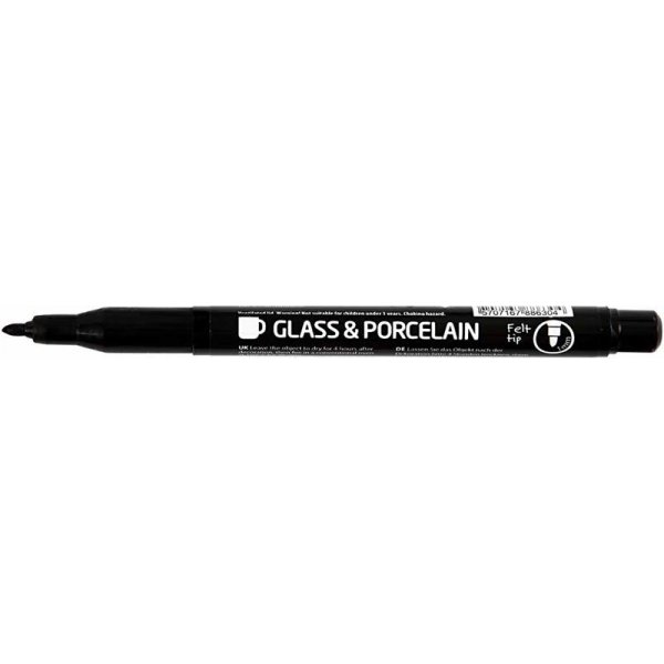 Stylo porcelaine et verre - noir - semi opaque
