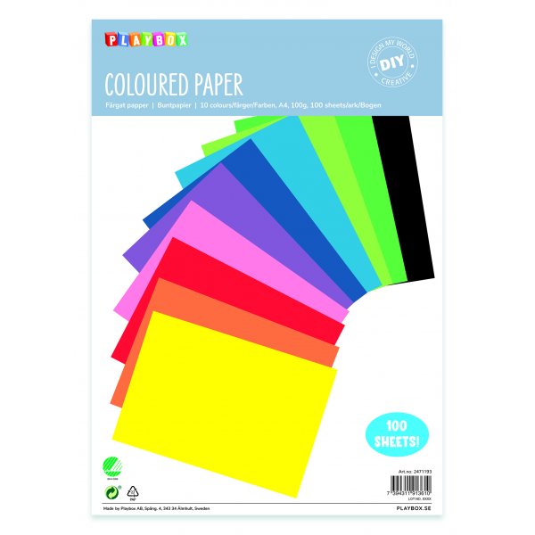 Papier color� A4, 80 gr, 100 feuilles
