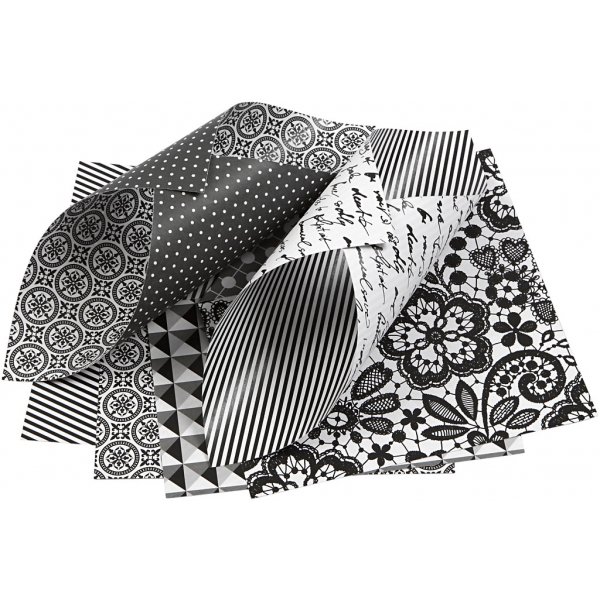 Papier origami - noir/blanc - 10 x 10 cm - 50 feuilles