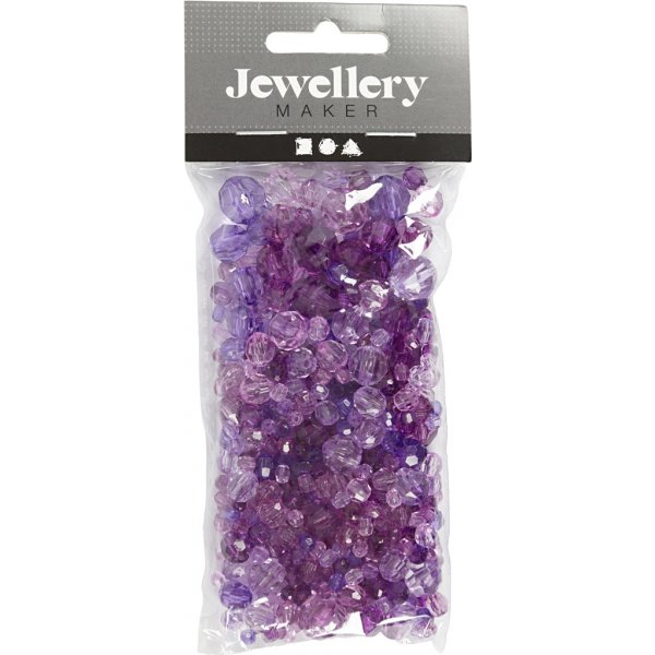 Perles en plastique  facettes Harmony - mixtes - violet - 45 g