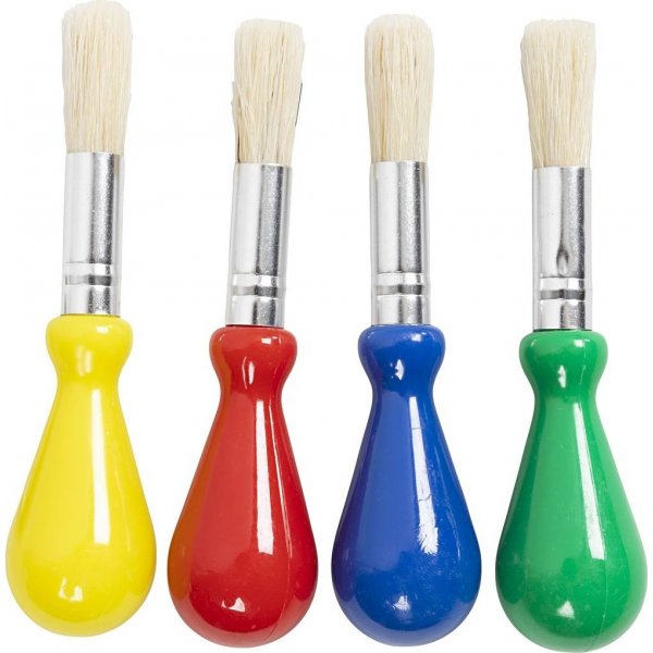 Pinceaux pour enfants avec manches ballon - ronds - 4 pcs