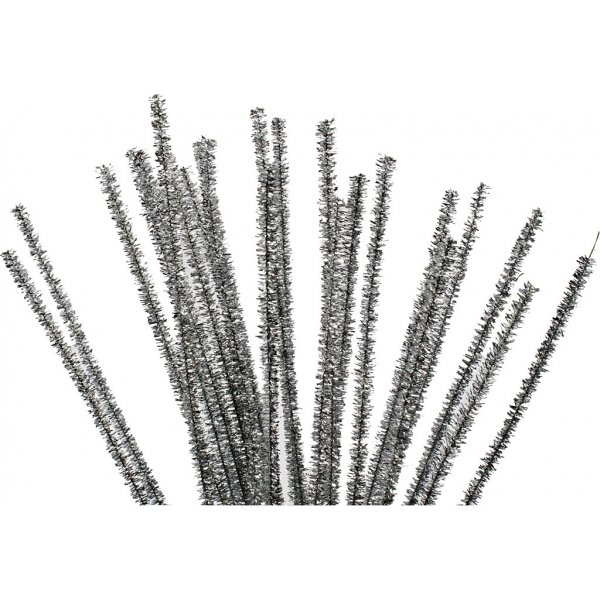 Cure-pipe - 6 mm - argent - paillettes - 24 pcs Cure-pipe - 6 mm - argent - paillettes - 24 pcs
