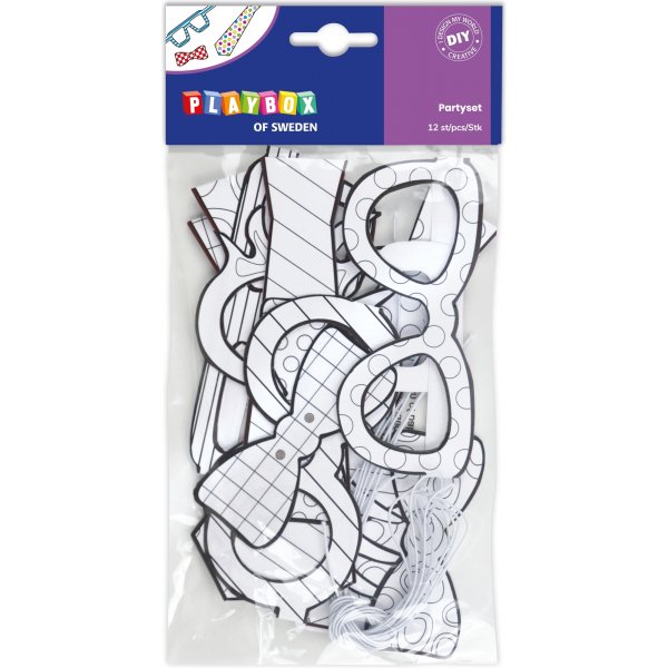 Set de fte lunettes cravate & noeud papillon 12 pcs