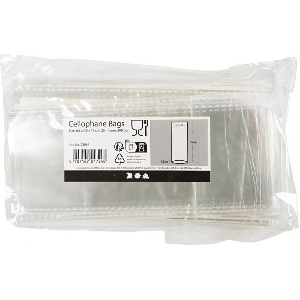 Sachets cellophane pour cartes 6,5 x 4,5 cm - 200 pcs Sachets cellophane pour cartes 6,5 x 4,5 cm - 200 pcs