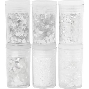Paillettes et paillettes - blanc - 6 x 5 g Paillettes et paillettes - blanc - 6 x 5 g