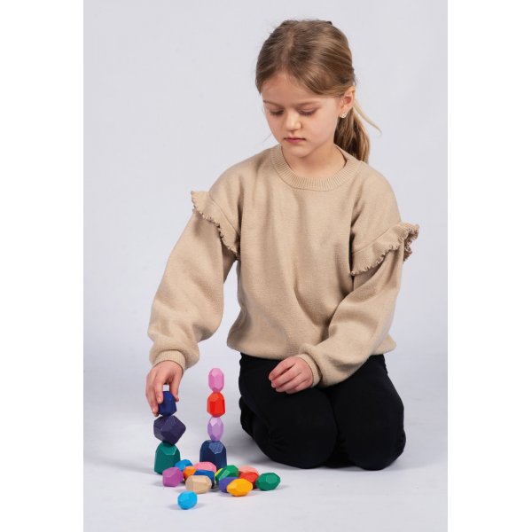 Pierres en bois angulaires colorées 21 pcs Pierres en bois angulaires colorées 21 pcs