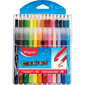 Set de crayons de couleur - Maped - 15 Crayons de couleur, 12 Crayons fibre Set de crayons de couleur - Maped - 15 Crayons de couleur, 12 Crayons fibre