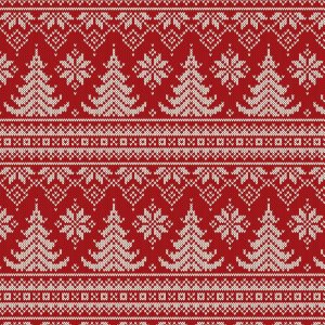 Tricot à motifs 150 cm - Sapins de Noël tricoté rouge Tricot à motifs 150 cm - Sapins de Noël tricoté rouge