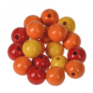 Perles rondes en bois de couleurs mélangées - 12mm 25g Perles rondes en bois de couleurs mélangées - 12mm 25g