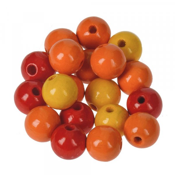 Perles rondes en bois de couleurs mlanges - 12mm 25g