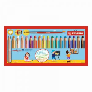 Crayons de couleur Woody avec taille-crayon - paquet de 18 Crayons de couleur Woody avec taille-crayon - paquet de 18