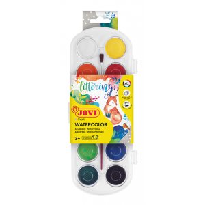 Set aquarelle - Jovi - 12 gâteaux de couleurs + 1 pinceau Set aquarelle - Jovi - 12 gâteaux de couleurs + 1 pinceau