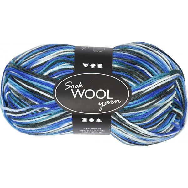 Fil  chaussettes - harmonie bleu/turquoise - 50 g