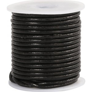 Cordon en cuir - noir - 2 mm - 10 m Cordon en cuir - noir - 2 mm - 10 m