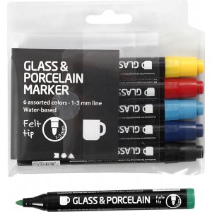 Feutres pour verre et porcelaine - semi-opaques - 6 pcs Feutres pour verre et porcelaine - semi-opaques - 6 pcs