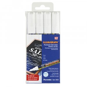 Feutre ZIG Illumigraph PMA-110 0,7 mm blanc, lot de 4