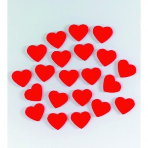 Décor bois 15 mm - rouge 24 pcs. C?ur Décor bois 15 mm - rouge 24 pcs. C?ur