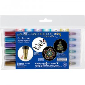 Stylos pigmentaires ZIG Clean Color Dot Metallic - 6 Stylos Stylos pigmentaires ZIG Clean Color Dot Metallic - 6 Stylos
