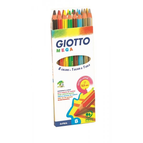 Crayons de couleur Giotto Mega - paquet de 8