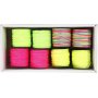 Cordon  nouer - vert fluo - rose fluo - jaune fluo - mix non - 8 x 28 m