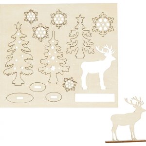 Figurines en bois à faire soi-même - forêt avec cerf Figurines en bois à faire soi-même - forêt avec cerf