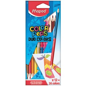 Coffret de crayons de couleur - Maped - Color'peps 12 crayons DUO = 24 couleurs Coffret de crayons de couleur - Maped - Color'peps 12 crayons DUO = 24 couleurs