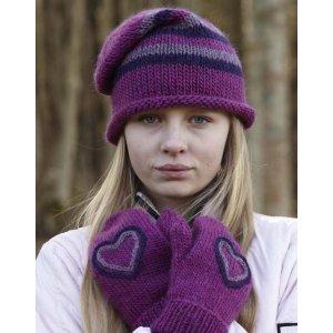 Patron tricot - Mitaines & bonnet (tailles junior) avec motif coeur Patron tricot - Mitaines & bonnet (tailles junior) avec motif coeur