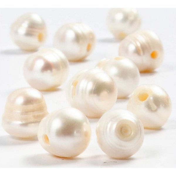 Perles d'eau douce - Ø9-12 mm - nacre - 10 pcs