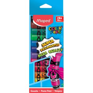 Tubes de couleur gouache - Maped - pack de 12 couleurs ternes Tubes de couleur gouache - Maped - pack de 12 couleurs ternes