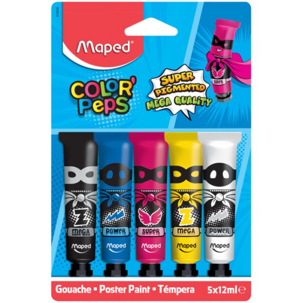 Tubes de couleur gouache - Maped - paquet de 5