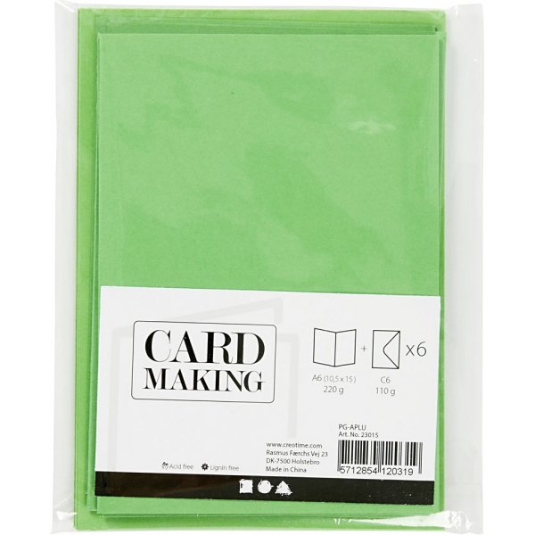 Cartes et enveloppes - vert 10,5 x 15 cm - 6 sets Cartes et enveloppes - vert 10,5 x 15 cm - 6 sets