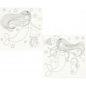 Toile avec impression - blanc - sirène - 2 pcs Toile avec impression - blanc - sirène - 2 pcs